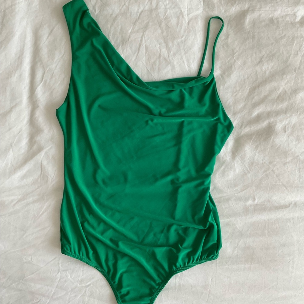 Green Asymmetrical Bodysuit